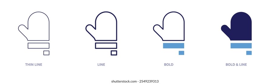 Kitchen gloves icon in 4 different styles. Thin Line, Line, Bold, and Bold Line. Duotone style. Editable stroke.