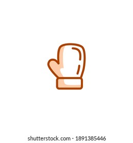 Kitchen gloves icon. Bakery icon. Simple, flat, outline, brown, two tones, color.