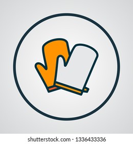 Kitchen gloves icon colored line symbol. Premium quality isolated potholder element in trendy style.