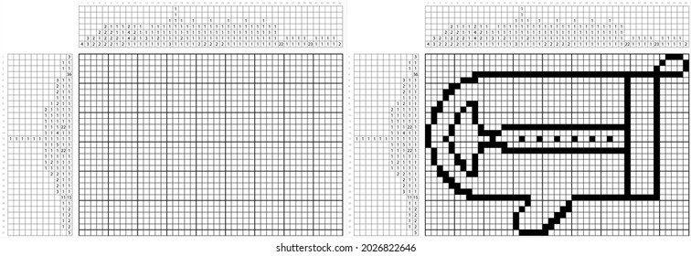 Kitchen Gloves Icon Nonogram Pixel Art, Oven Glove, Oven Mitt, Insulated Heat Protective Glove, Hot Pot Holder, Logic Puzzle Game Griddlers, Pic-A-Pix, Picture Paint By Numbers Picross, Vector Art Ill