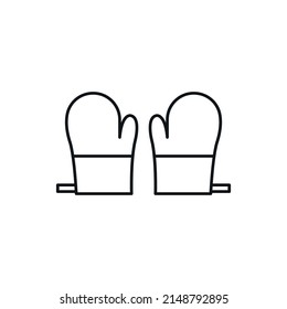 Kitchen gloves simple line vector icons.