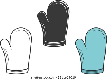 Kitchen Gloves Vector, Kitchen Gloves illustration, Kitchen Gloves Silhouette, Restaurant Equipment, Cooking Equipment, Clip Art, Utensil Silhouette