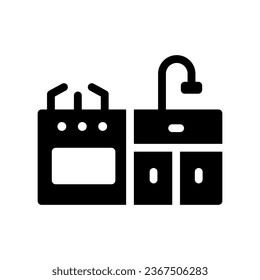 kitchen glyph icon illustration vector graphic. Simple element illustration vector graphic, suitable for app, websites, and presentations isolated on white background