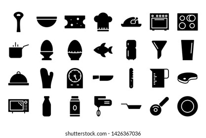 kitchen glyph icon symbol set