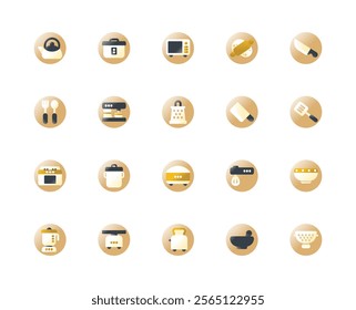 Kitchen Gradient Icon. Restaurant Tools and Equipments Icon Theme.