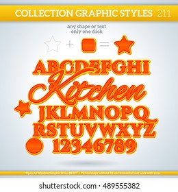 Kitchen Graphic Styles for Design. Can be use for decor, text, title, cards, events, posters, icons, logo and other.