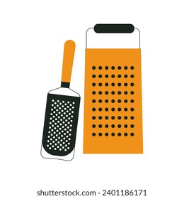 Kitchen grater icon. Cheese hand grater. Kitchen utensils. Kitchenware for cooking and baking. Flat vector illustration. Trendy abstract style. Scandinavian design.