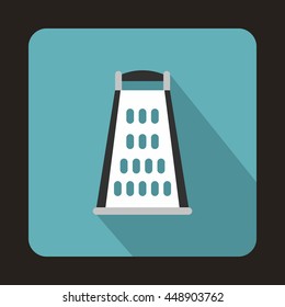 Kitchen grater icon in flat style on a light blue background