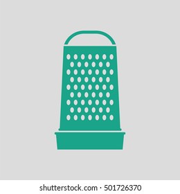 Kitchen grater icon. Gray background with green. Vector illustration.