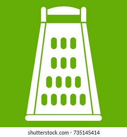 Kitchen grater icon white isolated on green background. Vector illustration