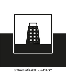 Kitchen grater. Vector icon in black and white form.