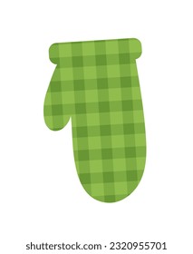 Kitchen green gloves concept. Inventory for cooking and preparation dishes. Sticker for social networks and messengers. Cartoon flat vector illustration isolated on white background