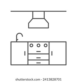 Kitchen grey thin line icon outline icon, pixel perfect