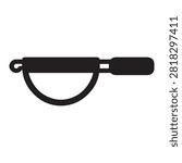 Kitchen half moon food peeler silhouette icon with silhouette vegetable preparation culinary cookingware domestic illustration isolated kitchenware accessory restaurant essential handheld
