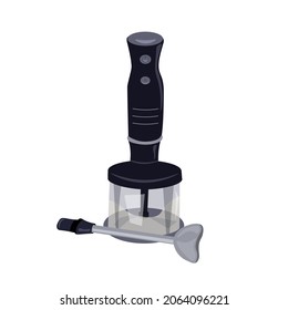 Kitchen hand blender with a glass drawn in vector graphic