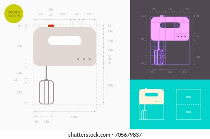 kitchen hand mixer color icon (golden section)