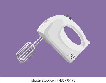 Kitchen hand mixer drawing vector illustration. Home equipment, kitchen appliances