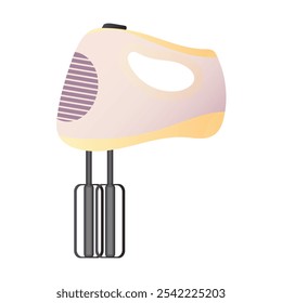 Misturador de mão de cozinha em design plano. Aparelho eletrônico doméstico, ferramenta de cozinha. Ilustração vetorial isolada.