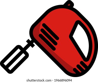 Kitchen Hand Mixer Icon. Editable Bold Outline With Color Fill Design. Vector Illustration.
