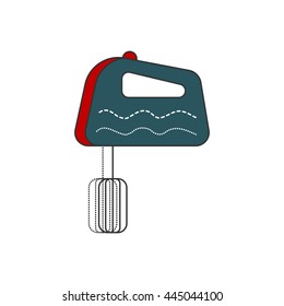 Kitchen hand mixer icon. Modern and simple isolated Flat design. Vector illustration. Line and filled icon.