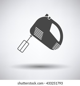 Kitchen hand mixer icon on gray background with round shadow. Vector illustration.