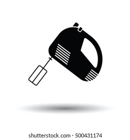 Kitchen hand mixer icon. White background with shadow design. Vector illustration.