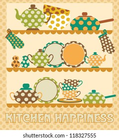 kitchen happiness card design. vector illustration