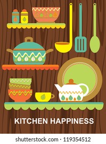 kitchen happiness card design. vector illustration