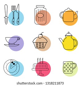kitchen hardware line art geometric illustration. Icon, graphic symbol, part of image design , kitchen and kitchen related items