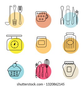 kitchen hardware line art geometric illustration. Icon, graphic symbol, part of image design , kitchen and kitchen related items