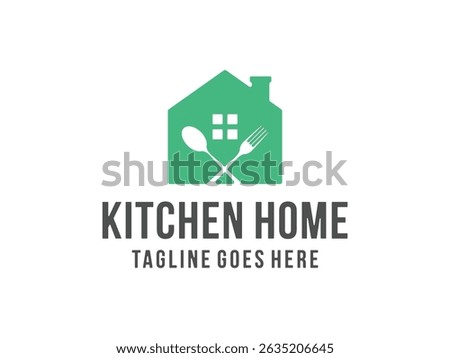 kitchen home design, house, fork and spoon logo, vector, isolated on transparent background