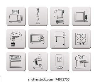 Kitchen and home equipment icons - vector icon set