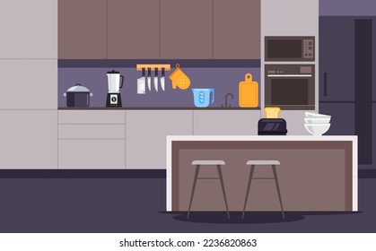Kitchen home room house interior modern style design element vector illustration concept