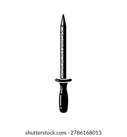 Kitchen honing steel rod for sharpening knives with sharpening, maintenance