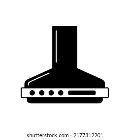Kitchen hood air extractor filter icon in black flat glyph, filled style isolated on white background