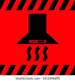 Kitchen hood black on a red background, vector illustration for design.