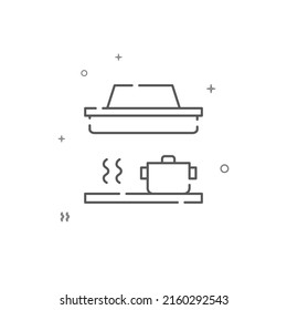 Kitchen hood and hob simple vector line icon. Symbol, pictogram, sign isolated on white background. Editable stroke. Adjust line weight.