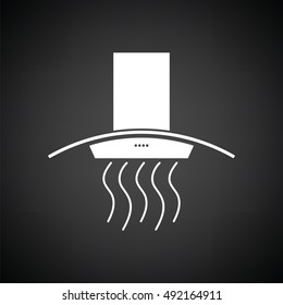 Kitchen hood icon. Black background with white. Vector illustration.