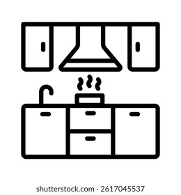 Kitchen hood icon creatively designed in line style