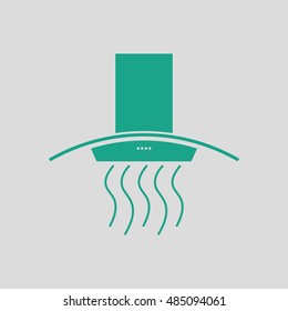 Kitchen hood icon. Gray background with green. Vector illustration.