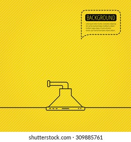 Kitchen hood icon. Kitchenware equipment sign. Speech bubble of dotted line. Orange background. Vector