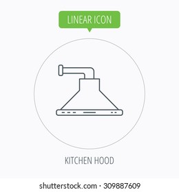 Kitchen hood icon. Kitchenware equipment sign. Linear outline circle button. Vector
