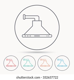 Kitchen hood icon. Kitchenware equipment sign. Linear circle icons.