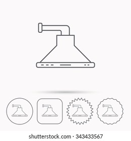 Kitchen hood icon. Kitchenware equipment sign. Linear circle, square and star buttons with icons.