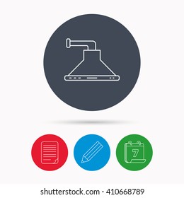 Kitchen hood icon. Kitchenware equipment sign. Calendar, pencil or edit and document file signs. Vector