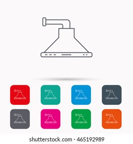 Kitchen hood icon. Kitchenware equipment sign. Linear icons in squares on white background. Flat web symbols. Vector