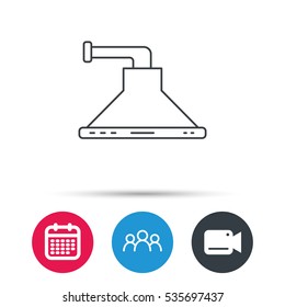 Kitchen hood icon. Kitchenware equipment sign. Group of people, video cam and calendar icons. Vector