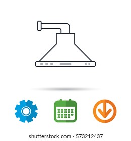 Kitchen hood icon. Kitchenware equipment sign. Calendar, cogwheel and download arrow signs. Colored flat web icons. Vector