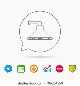 Kitchen hood icon. Kitchenware equipment sign. Calendar, Graph chart and Cogwheel signs. Download and Shield web icons. Vector