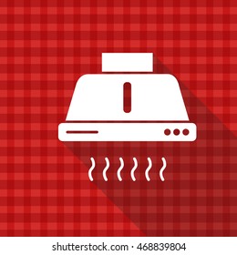Kitchen hood icon vector on red tablecloth texture with long shadow design 